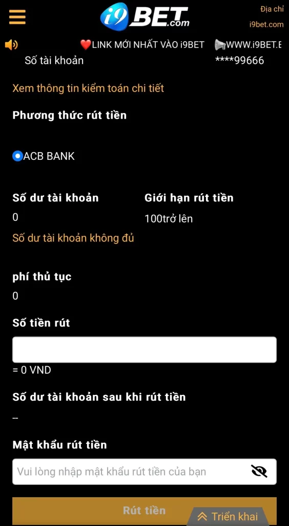 Bước 3 hướng dẫn rút tiền i9Bet