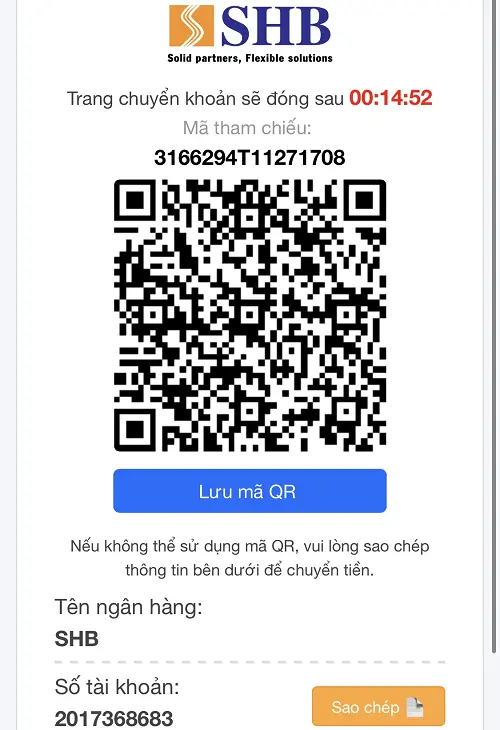 Bước 4 nạp tiền bằng hình thức quét mã ngân hàng