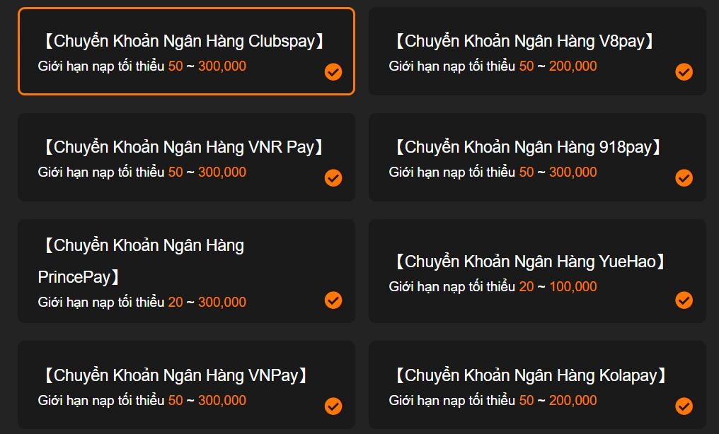 Nạp Tiền Qua Chuyển Khoản Ngân Hàng