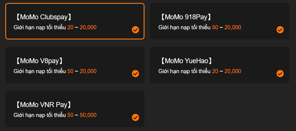 Nạp Qua Ví Điện Tử Momo Pay